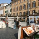 Les peintres et artistes sur la Place Navone à Rome