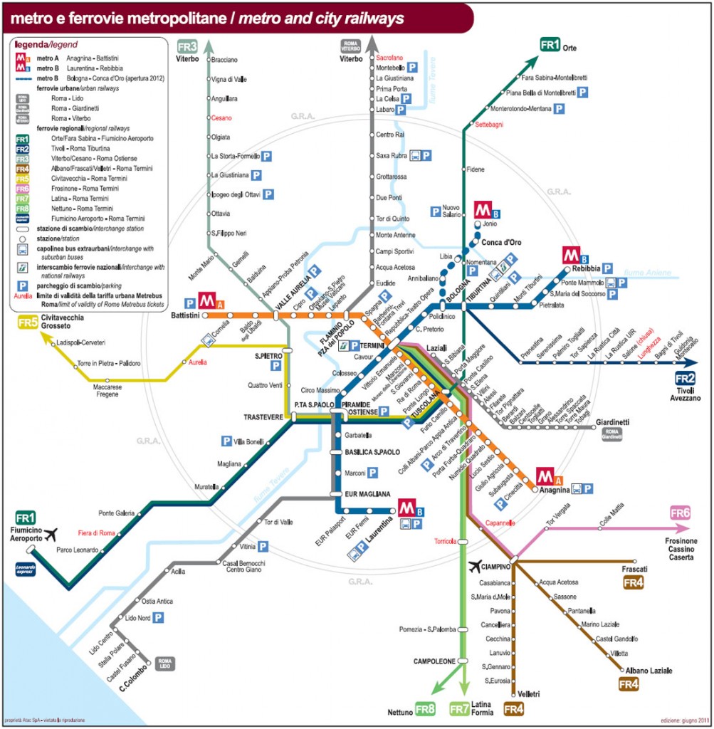 Plan der metro von Rom