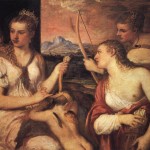 Foto von Venus, die Liebe bindet (Tizian)