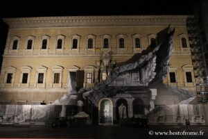 Facade of the Palazzo Farnese in Rome at night