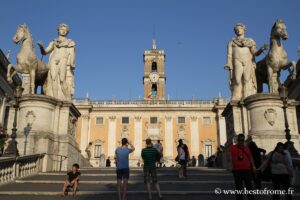 Piazza del Campidoglio in Rome with the statues of the Dioscuri