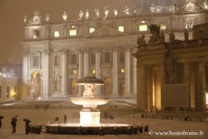 St. Peter’s Square and Basilica under the snow