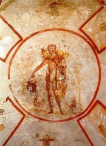 photo de fresque des catacombes de saint callixte à rome