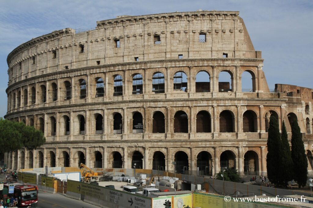 The exterior of the Colosseum in Rome